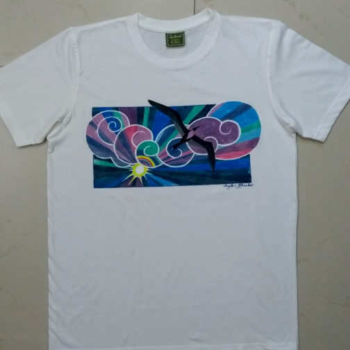 T shirt Bird on the sky Fabric painting Hand painting T shirt online